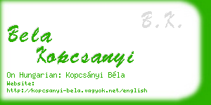 bela kopcsanyi business card